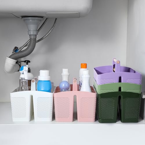 Image of Plastic Shower Caddy, Portable Shower Basket with Handle, Dark Green
