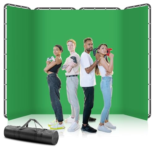 SAVWAY 7.87ft x 13.12ft Large Green Screen Backdrop with Stand, Foldable Frame for Group Photo Backdrop, YouTube Creators, Streamers, Studio Photography, Video Shooting, Live Streaming & Gaming