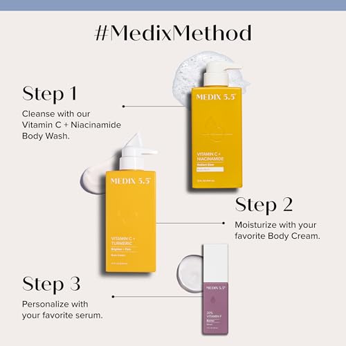 Image of MEDIX Vitamin C Body Wash + Vitamin C Body Lotion & Face Moisturizer 2PC Skin Care Set | Anti Aging Lotion + Body Cleanser Skincare Set For Women, Men, & Smoother Looking Skin, 2-Pack