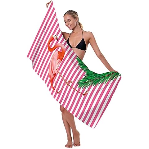 Flamingo Beach Towel for Beach, Pool, Outdoor Travel, 100% Microfibre, Quick Drying Towel, Lightweight and Portable Travel Towel, 80cm x 160cm Cover
