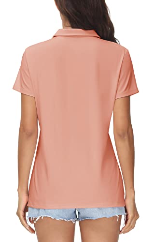 Magcomsen T Polos For Women Short Sleeve Golf Polo Shirt Stain Resistant Shirt Hiking Shirts Polo Shirts Women T Shirts Golf Shirts Work Shirts For Women Apricot, 2Xl #TOP2