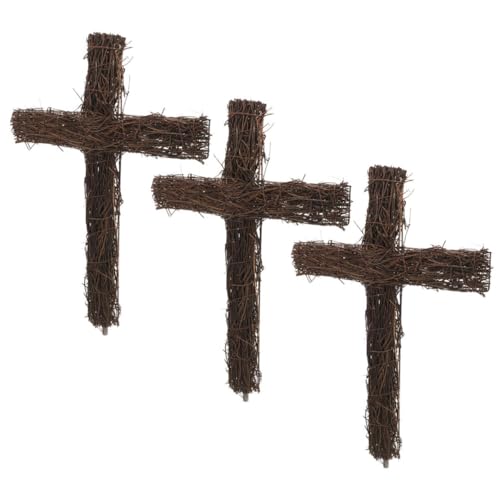 Cruz de Ratán Marrón Operitacx: 3 Decoraciones Seguras para Exteriores