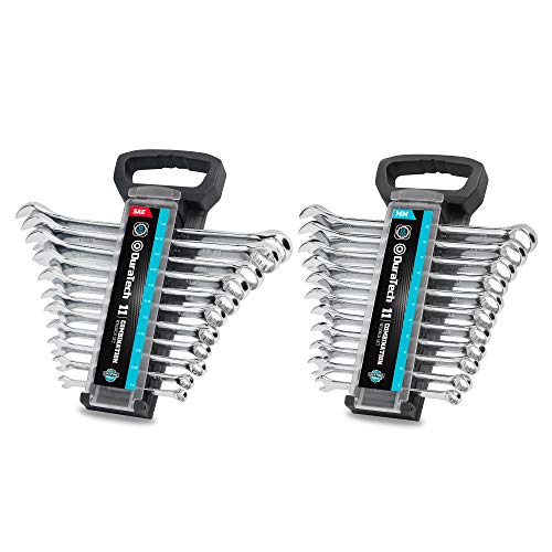 DURATECH Combination Wrench Set, SAE & Metric, 22piece, 1/4” to 7/8” & 819mm, CRV Steel