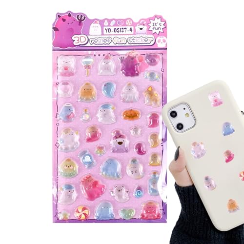 Pegatinas de dibujos animados, pegatinas decorativas estéticas, pegatinas 3D con motivos de animales en diseño de dibujos animados, para niños y adolescentes para pegar álbumes de recortes, fundas