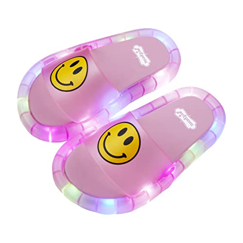 Mud Pie Light-Up Smiley Sandals, Pink, Medium/Large
