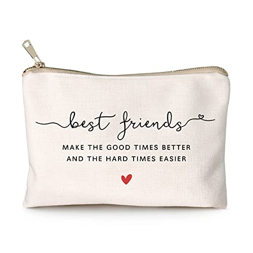 Best Friends Gifts Cosmetic Bag Friendship Makeup Bag Gift with Heart Missing You Friends Sister Birthday Gifts Anniversary Gift Friendship Toiletry Bag