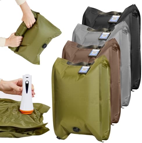 Vacuum Storage Bags with Rechargeable Pump & Smart QR Code - Heavy Duty Oxford Fabric, Tear-Proof Vacuum Seal Bags for Clothing, Compression Bags for Travel Fit Carry-On Luggage, Reusable Essentials