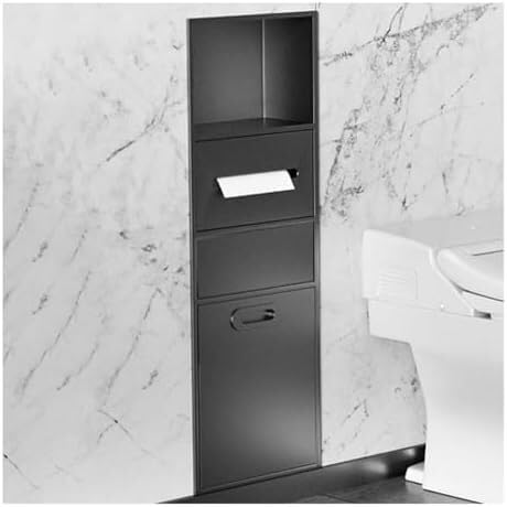 Étagère de douche encastrée avec poubelle intégrée en inox grigio 30x86cm