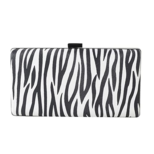 Paquet du soir polyvalent avec motif zébré blanc et format pochette de soirée