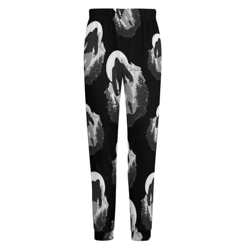 Bigfoot And Woman Running Away Men's Pajama Pants Lounge Pant Sleepwear PJ Bottoms4