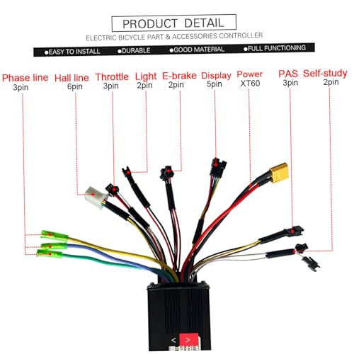 Controlador de motor sin escobillas 30A ebike de onda sinusoidal para patinete 24V 36V 48V 4