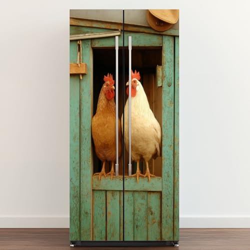 Self Adhesive Vinyl Refrigerator Wrap Set Rustic Farmhouse Scene Two