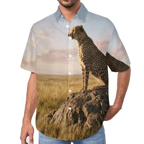 Chemise homme manches courtes légère contre la chaleur : le style guépards décontracté chic