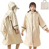 [アラシヤマ] レインコート キッズ リュック対応 レインポンチョ レインウェア 子供 ランドセル対応 透気軽量 収納袋付き 【キッズ120cmから大人男女兼用190cm】 背中リュックスペース 学生用 自転車対応 ポンチョ カッパ 通学通勤 雨具