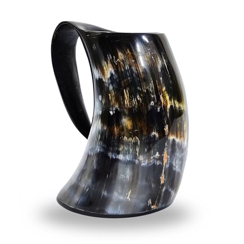 Viking Craft'S Genuine Viking Drinking Horn Mug Tankard Handcrafted And Polished Finished | 20 Ounces