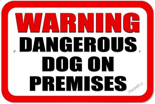 Warning Dangerous Dog On Premises Retro Fashion Chic Metal Tin Sign Garage Vintage Garden House Wall Decor 12X8 Inch