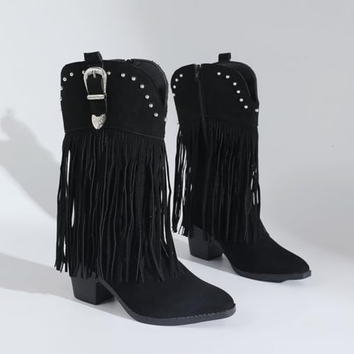 Bottes de cowboy à bout pointu pour mollet large chic