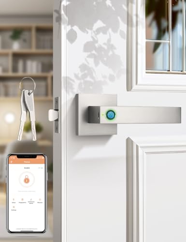 Tinewa Fechadura de porta com impressão digital, maçaneta biométrica com fechadura inteligente, fech