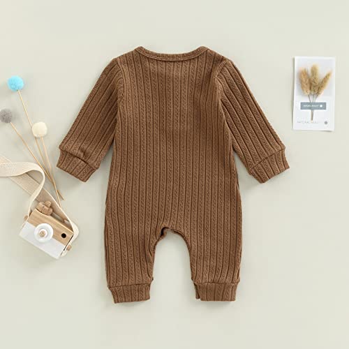 Ynibbim Unisex Newborn Baby Boy Girl Ribbed Romper Solid Color Knit Jumpsuit Infant Fall Winter One-Piece Outfit thumb #6