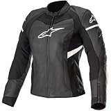 Alpinestars Stella Kira Damen Motorrad Lederjacke Schwarz/Weiß 46