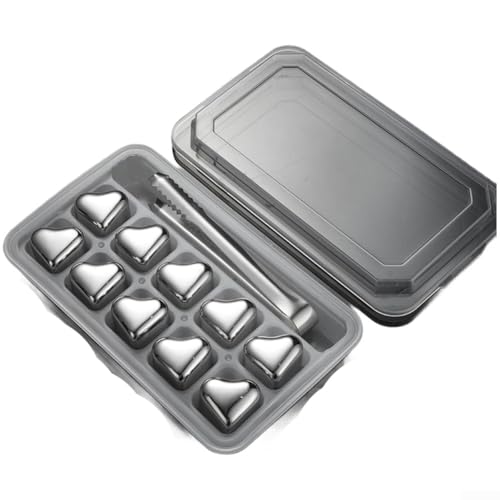 Sileduove Pierres à whisky en acier inoxydable pour un refroidissement durable sans diluer les boissons Cubes réutilisables adaptés pour whisky, vodka, vin et plus encore (D)