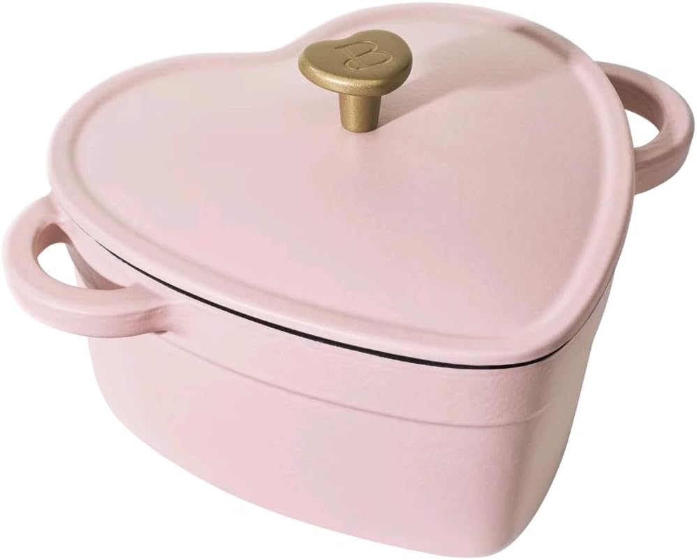 Valentine's Pink Heart Dutch Oven, 2 Quart, Enameled, Cast Iron Oven, Nonstick