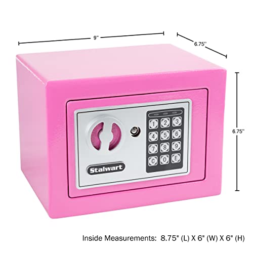 Stalwart Digital Security Safe Box For Valuables – Compact Steel Lock Box With Electronic Keypad – Portable Safe For Home, Business, Or Travel (Pink) #TOP1