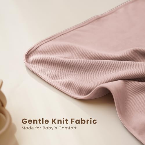 Image of Konssy Ribbed Knit Baby Blankets 2 Pack, Stretchy Lightweight Swaddle Blanket for Boys & Girls, Soft Cozy Receiving Wrap for Newborns, Infants, & Toddlers, 33x42 Inch