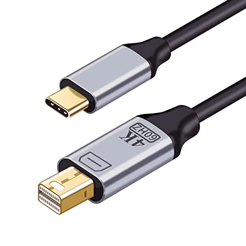 USB-C naar Mini DisplayPort DP, 1,8 m USB Type-C stekker naar Mini DisplayPort, 4K/60Hz, Full HD, Plug & Play, Dynamic HDR, Unidirectionele Adapter voor MacBook Retina, Macbook Pro, iPad Pro