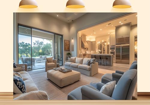 12X10ft Fabric Apartment Living Room Backdrop Modern Luxury Interior Scenery