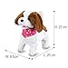 JAMARA -Lucky RC Plüschhund 27MHz- Weiches Fell, bewegt die Schnauze und Kopf, wedelt mit dem Schwanz, realistisches Hundebellen, Weiß-Braun