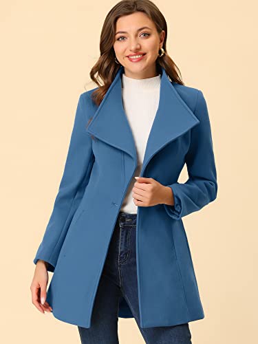 Image of Allegra K Women's Winter Elegant Stand Collar Overcoat Long Belted Pea Coat