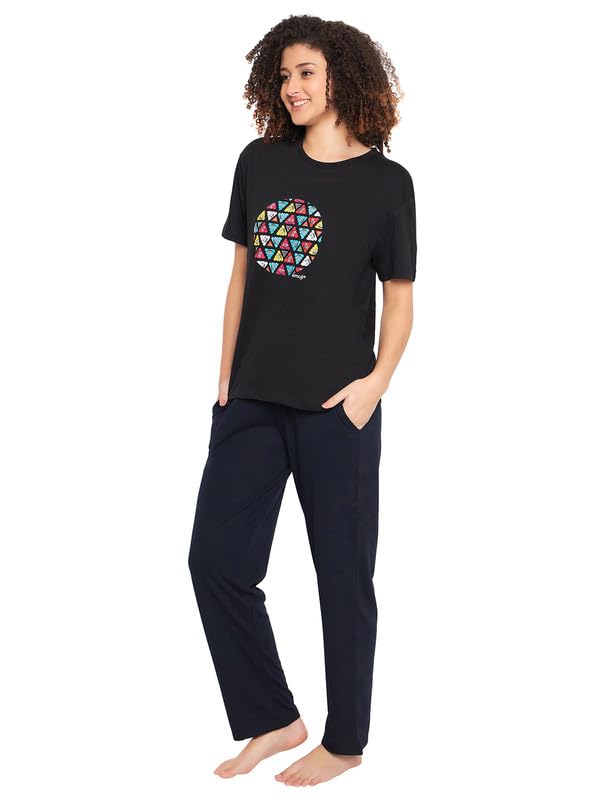 Image of Clovia Women's Cotton Printed Top & Pyjama Set
