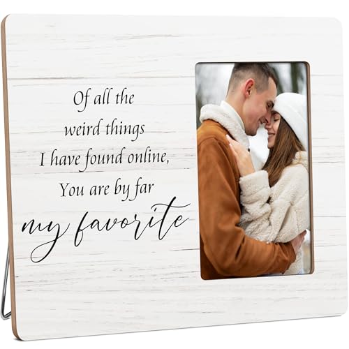 HODODAN Long Distance Relationship Picture Frame Gifts for Couples, I Have Found Online You Are By Far My Favorite Wooden Picture Frames, 4x6 inch Photo