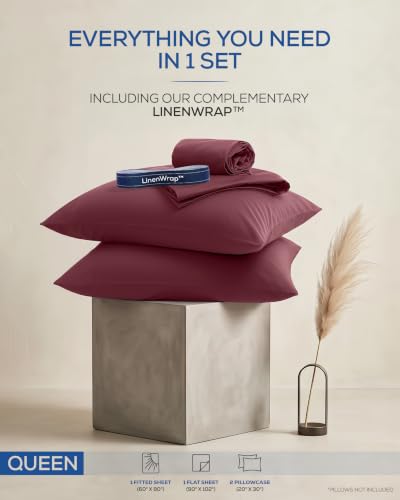 Image of Utopia Bedding Queen Sheet Set 4 Piece Soft Sheets - Burgundy