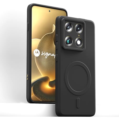 Image of Pikkme Back Cover for Motorola Moto Signature 5G Soft Matte Silicone Mag-Safe Design (Mag-Safe Not Support) Camera Protection | Slim Fit Bumper Cover (Black)