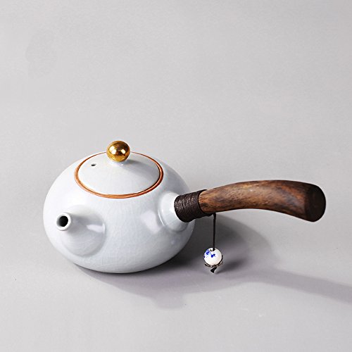 saibang chino tradicional completo hecho a mano cerámica RU tetera, porcelana Kungfu Tetera con mango largo de maderau00a0u0096u00a0180u00a0ml/6oz