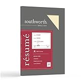 Southworth® 100% Cotton Résumé Paper, 8 1/2' x 11', 24 Lb, 100% Recycled, Ivory, Pack of 100