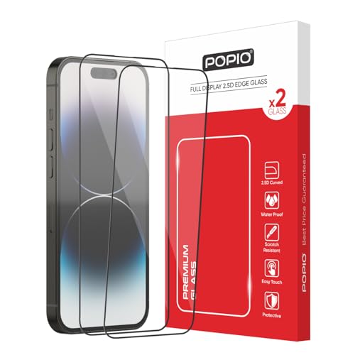 Image of POPIO Military-Grade Gorilla Compatible for iPhone 14 Pro (Black) Pack of 2, Xtreme Series