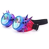 FRAUIT Herren Kaleidoskop Sonnenbrille Bunte Brille Rave Festival Party EDM Sonnenbrille gebeugte Linse Niet-Gläser Ultra Premium Qualität Steampunk Cyber Brille Viktorianischen (T-Lila, Free)