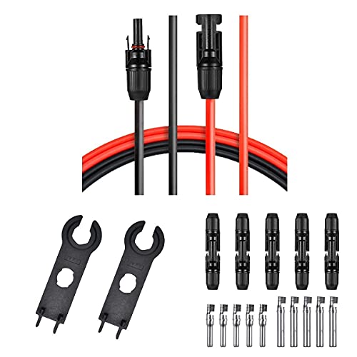 JYFT 30FT 10AWG(6mmÂ² Solar Cable Extension Bundle Contains - Included 5 Pairs of Solar Cable Connectors, a Premium Crimping Tool
