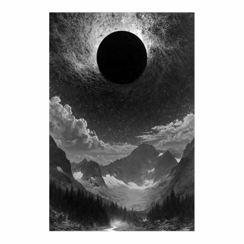 Soleil Noir Poster Montagne Toile Décorative pour Créer une Ambiance Zen et Moderne 60x80cm