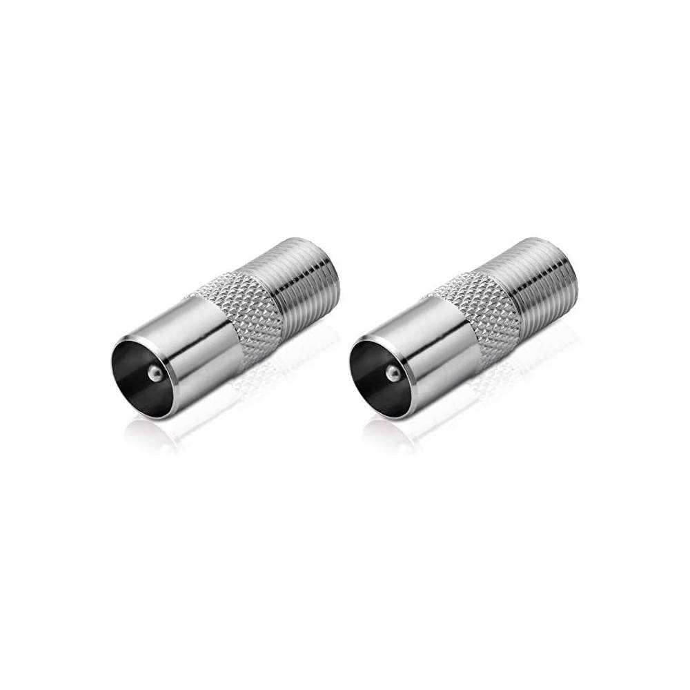 conecto Aerial Adapter F Female to IEC Coax Male Adapter for Connecting IEC Connectors to Satellite Connectors Set of 2