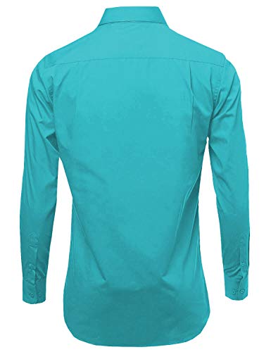 Omega Italy Men's Premium Slim Fit Button Up Long Sleeve Solid Color Dress Shirt3