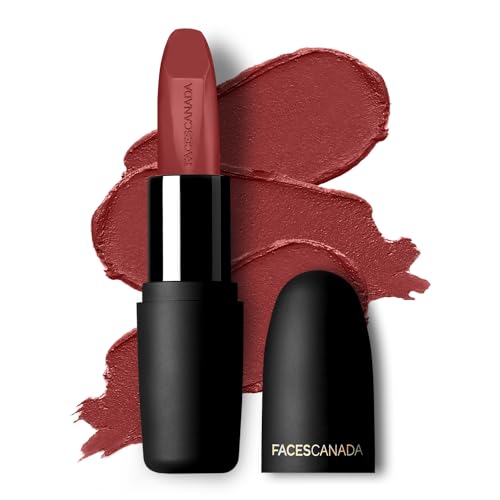 Image of FACES CANADA Weightless Matte Lipstick - Forever Red 03 (Red), 4.5g | Highly Pigmented Lip Color | Smooth One Stroke Glide | Moisturizes & Hydrates Lips | Vitamin E, Jojoba & Almond Oil Enriched