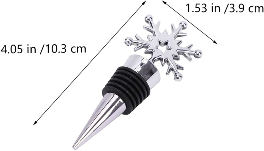 6pcs Stainless Steel Snowflake Wine Bottle Stoppers, Decorative Sealing Plugs for Sparkling and Wine Bottles, Reusable Beverage Stopper Set for Holiday Parties