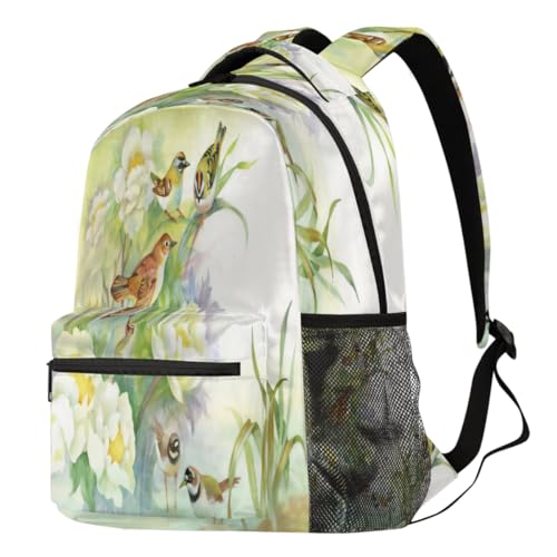 Sac à dos imprimé aquarelle de fleurs avec compartiment ordinateur spacieux