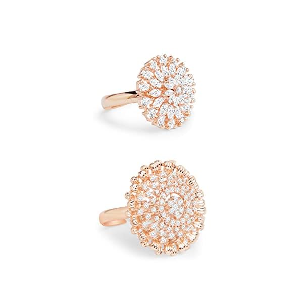 ZAVERI PEARLS Set of 2 Rose Gold Cubic Zirconia Contemporary Adjustable Finger Rings For Women-ZPFK13454