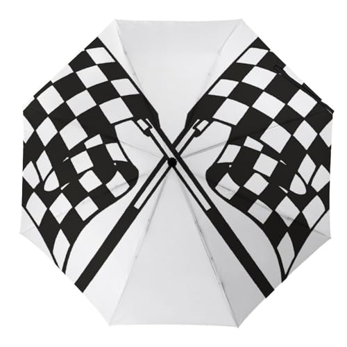 Parapluie drapeau à damier pliant coupe-vent de voyage