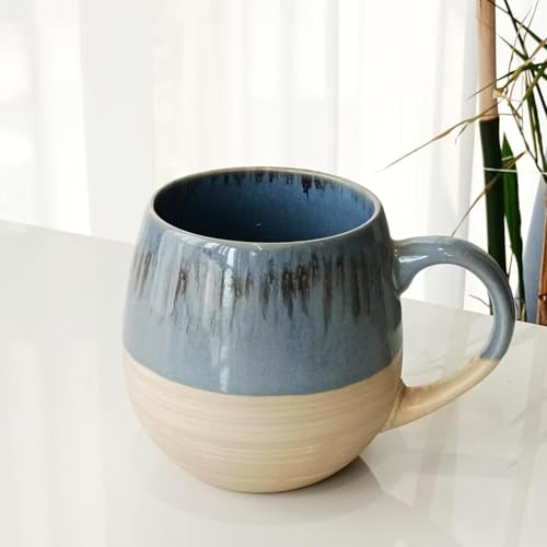 Xfeyaqlo Taza Ceramica 650ml Precioso Vintage Taza Doble Capa Color Clash Kiln (Azul)